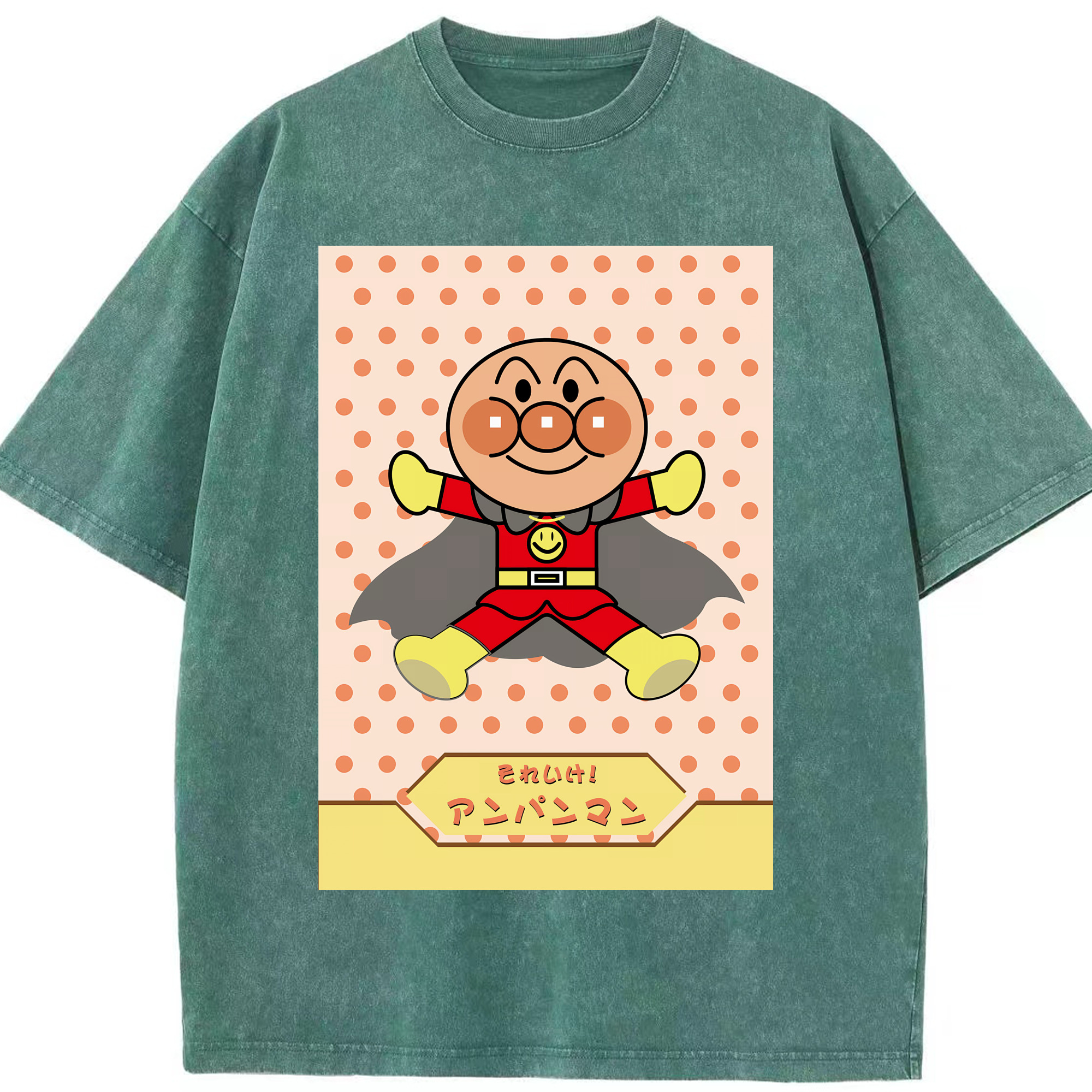 （画像用） アンパンマン Anpanman 綿100% ヴィンテージ風 半袖Tシャツ（フロントプリント）
